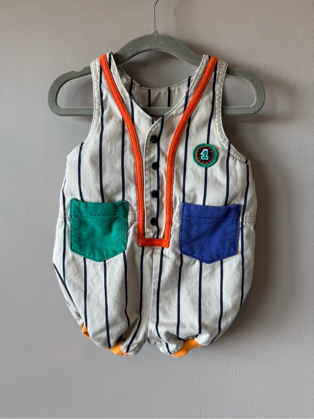 Gymboree Vintage Rainbow Tag Baseball Colorblock Bubble Size 6-12 months/infant
